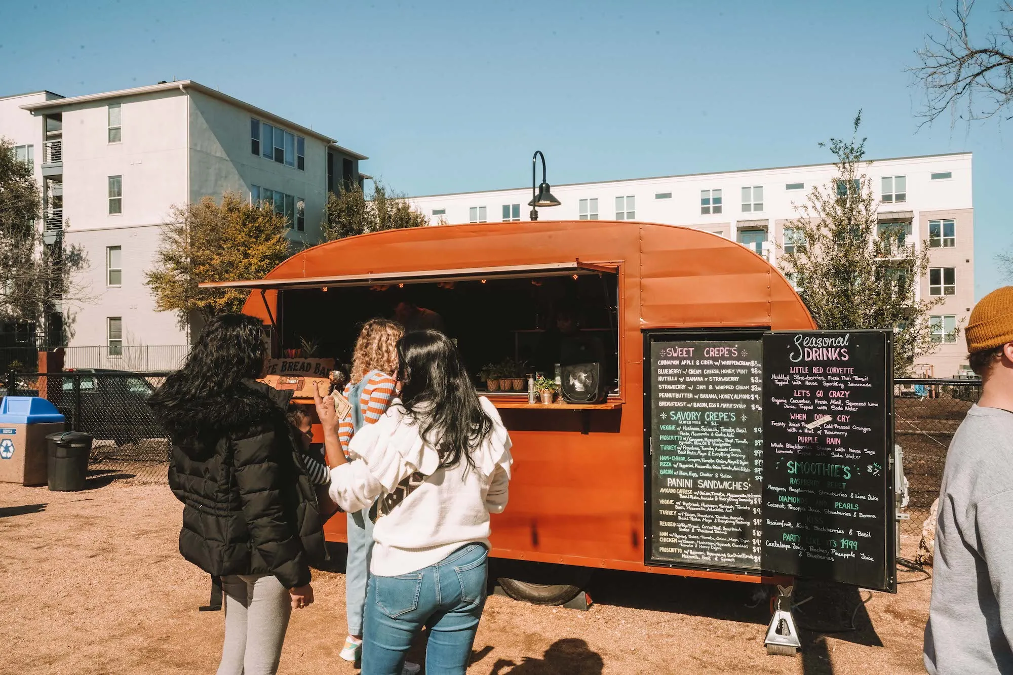 The coffee shop menu on a mobile coffee truck.