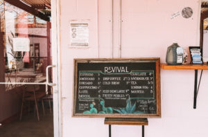 coffee shop menu from Revival