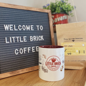 Little Brick Coffee branding materials.