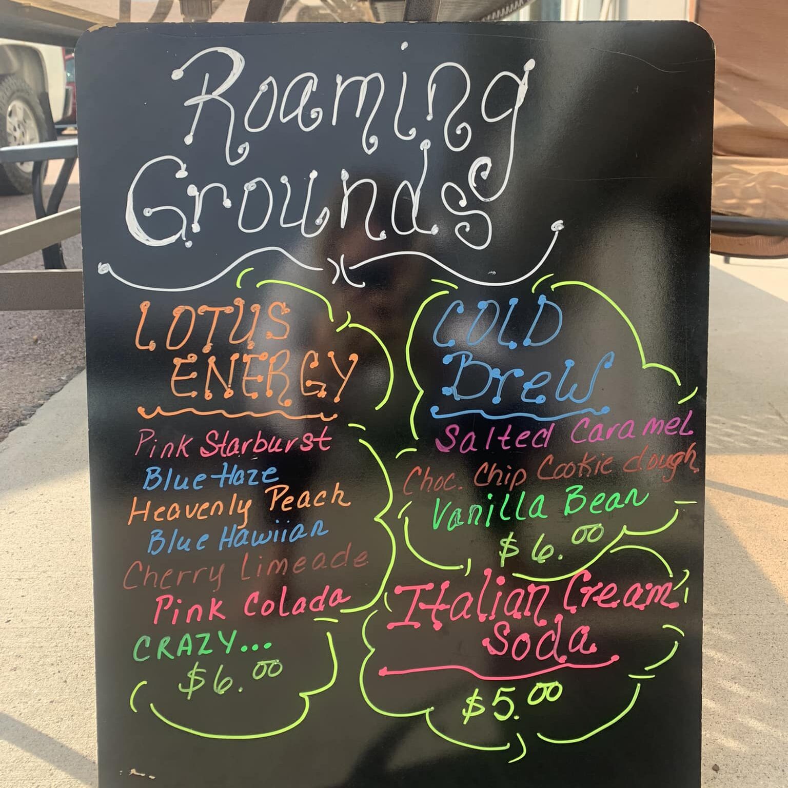 Roaming Grounds menu.