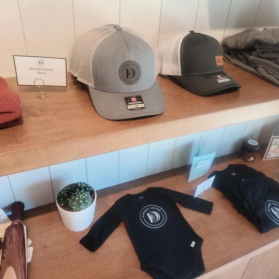 Merchandise at District Coffee.