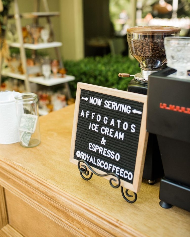 Coffee Cart that says Affogatos and Espresso