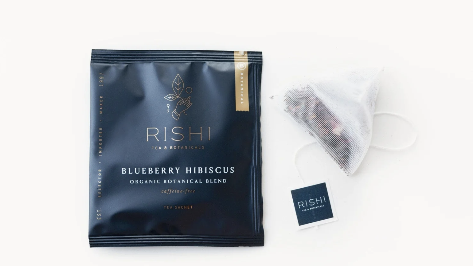 Blueberry hibiscus tea from Rishi tea.