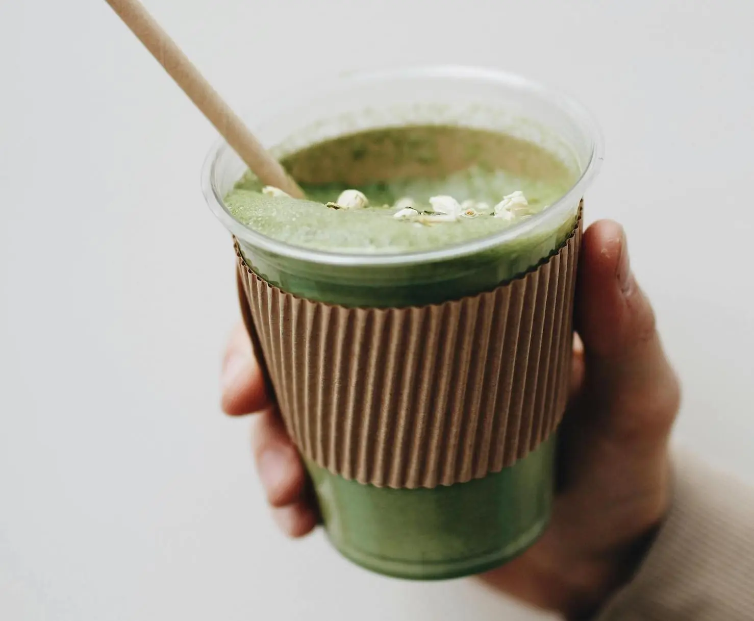 An iced matcha drink.