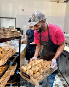 A baker at Bagelology.