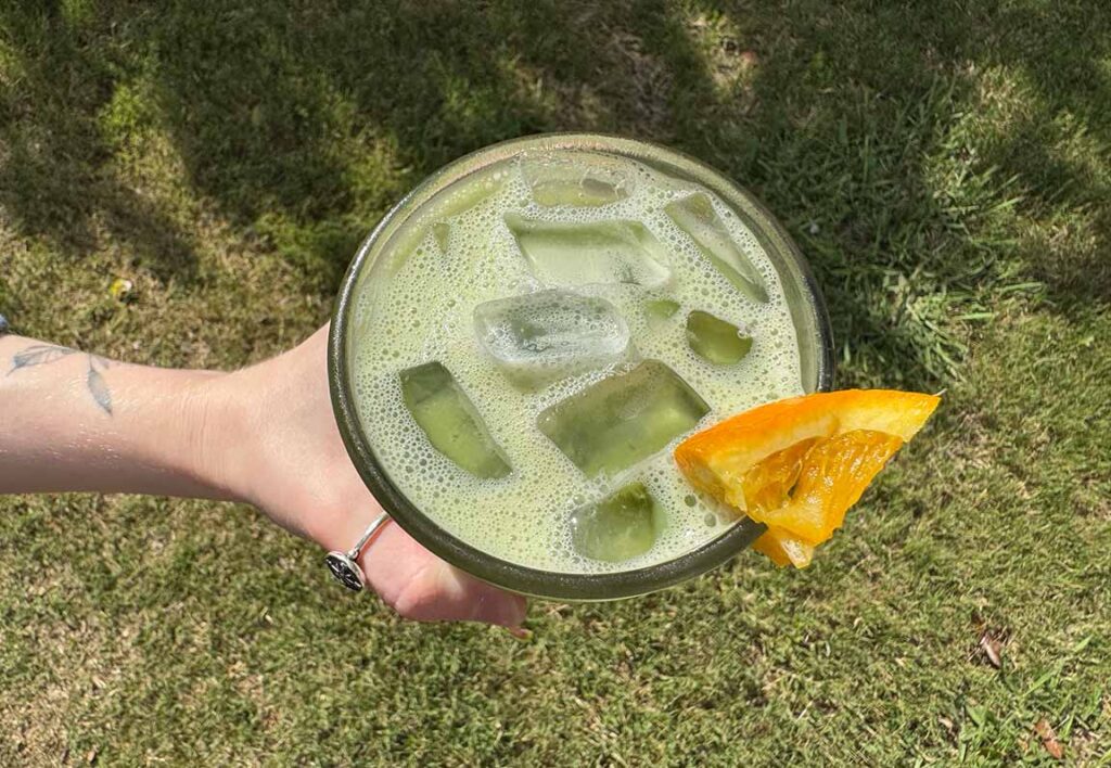 Orange Blossom Iced Matcha with Rishi Barista Matcha and trending summer cold brew drinks