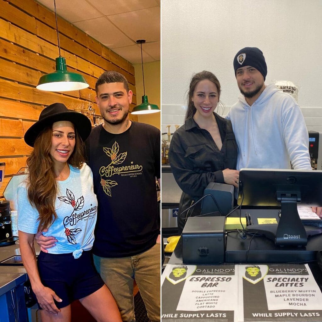 Zak and Sophie Galindo at Texas Coffee School, later at Galindo's Coffee