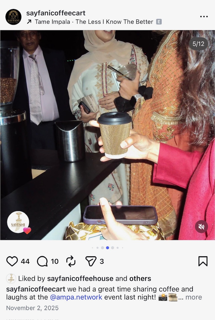 Sayfani Coffee Cart Corporate Event