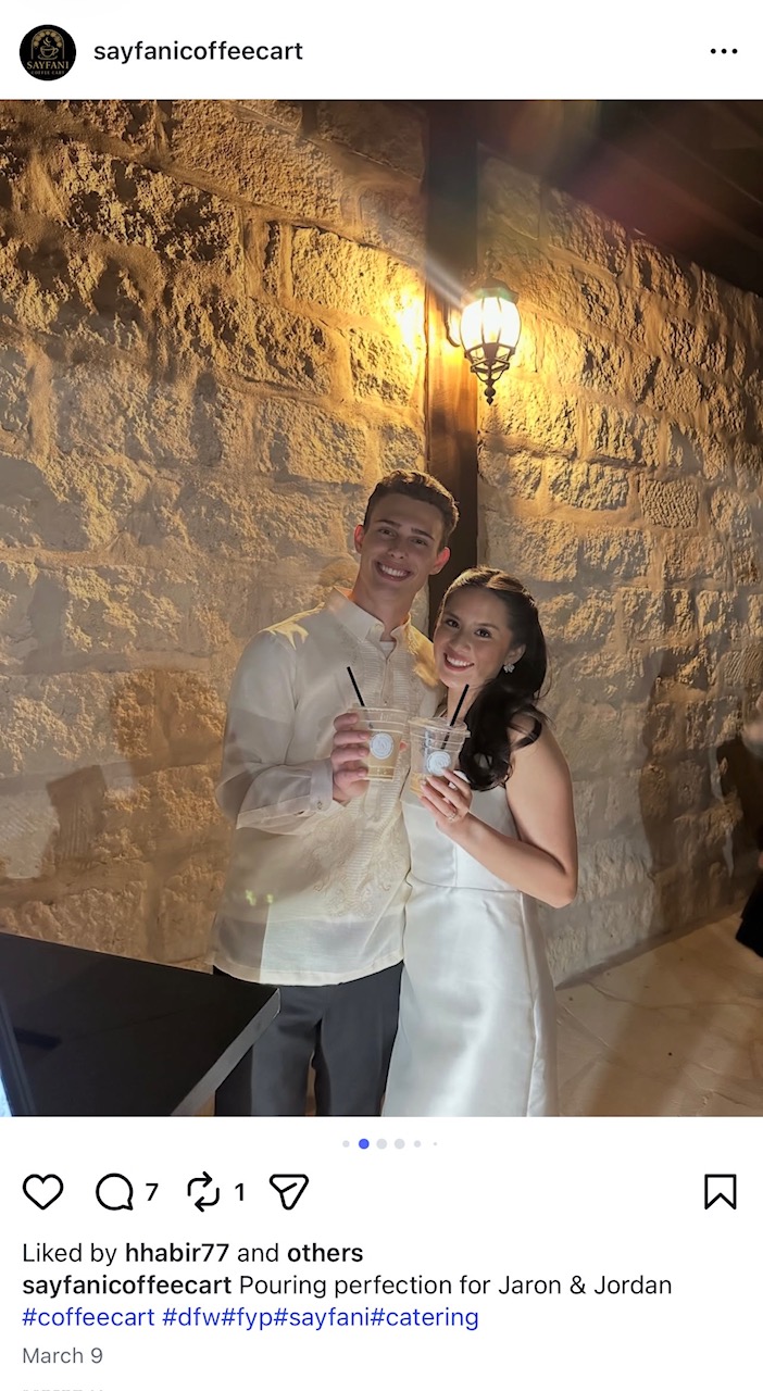 Sayfani Coffee Cart Wedding Instagram Post