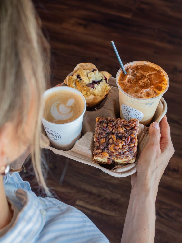 Food and drinks in carrier from RHOW coffee
