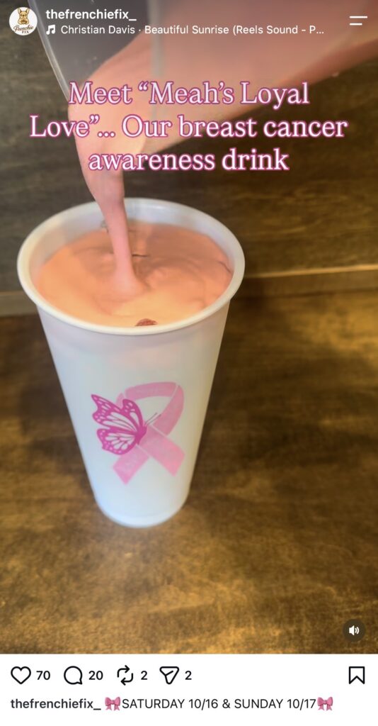 Breast cancer awareness drink from the frenchie fix